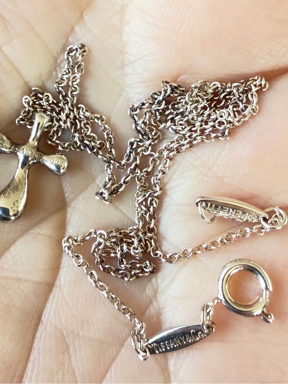 Tiffany & Co. 18” Elsa Peretti Cross Sterling Silver .925 Chain Necklace - Picture 11 of 11